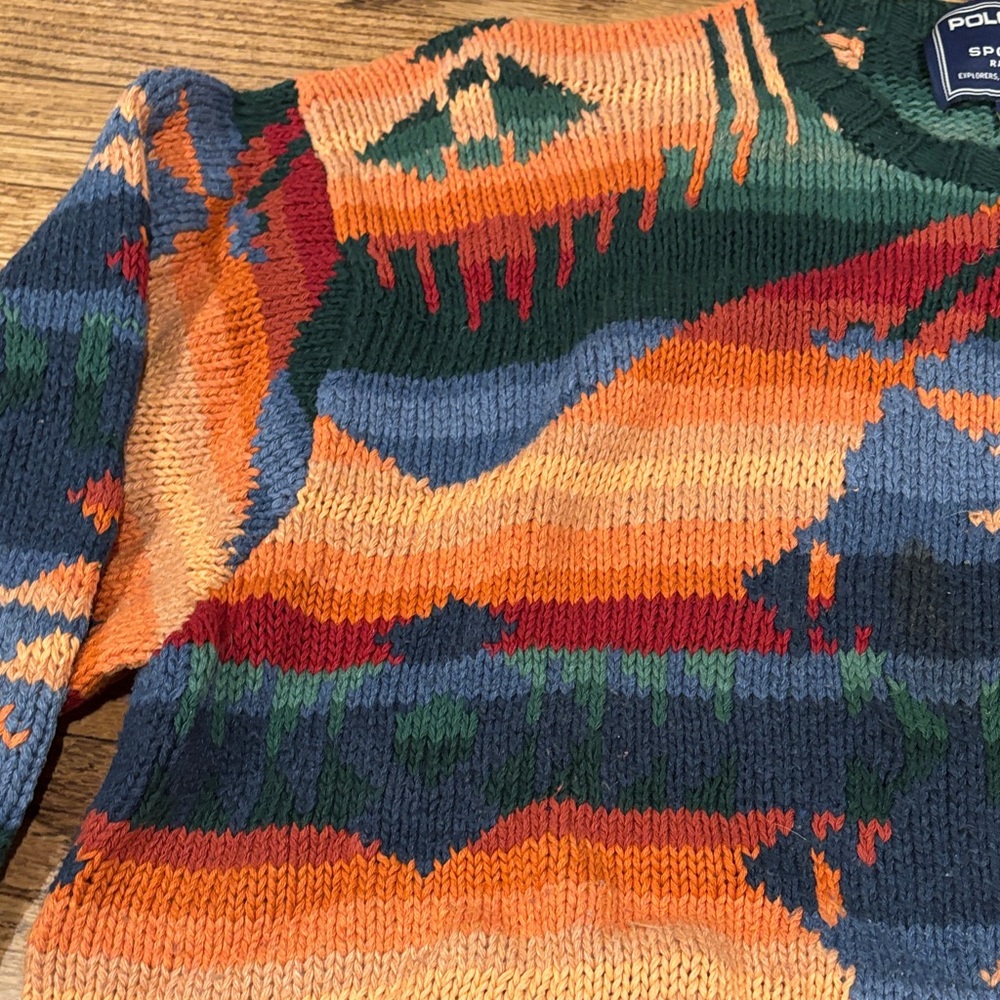 Hand knit Polo by Ralph Lauren Men's Multicolor Southwestern Crewneck Sweater - Picture 6 of 10